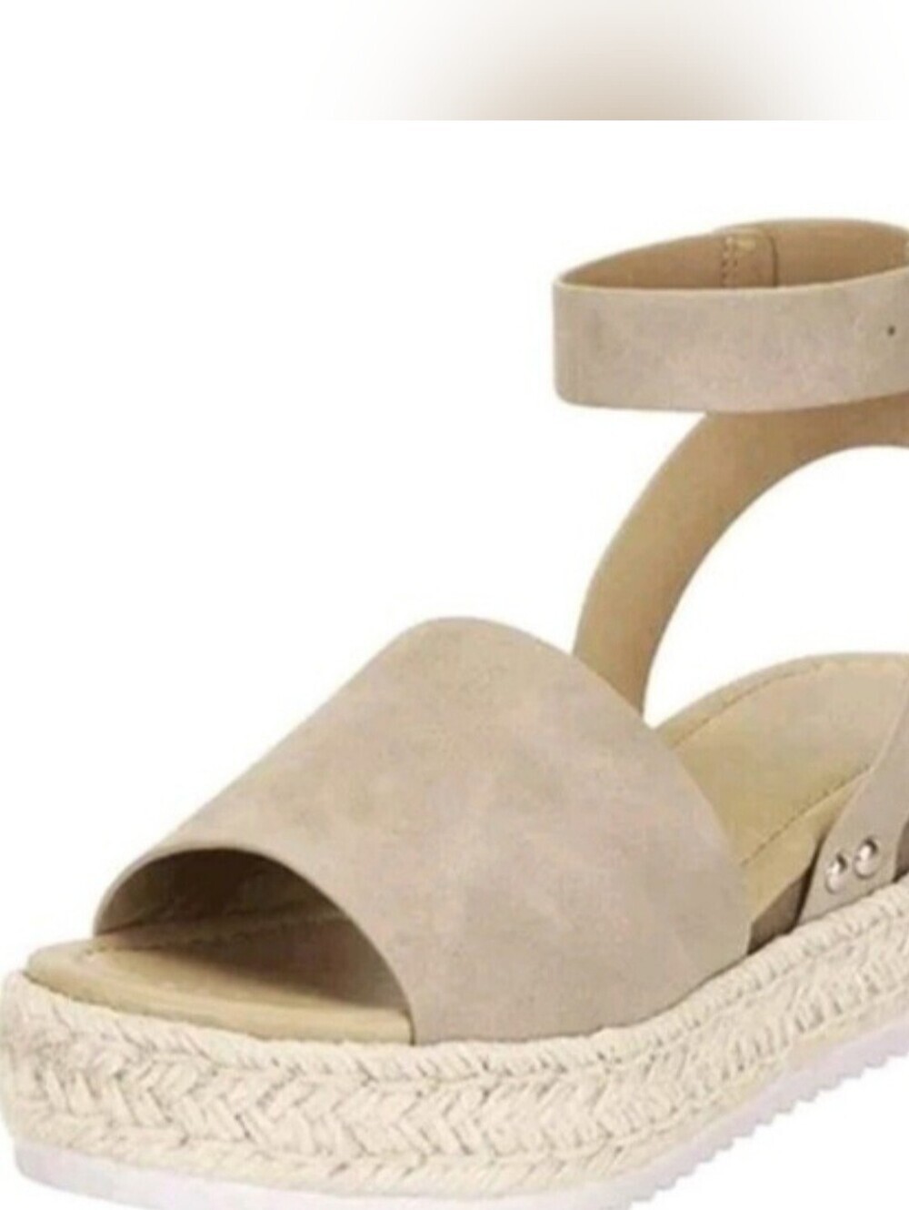 Hemp Rope Wedge Sandals - Plus Size Platform with Ankle Strap Sz 10 (EU 41)